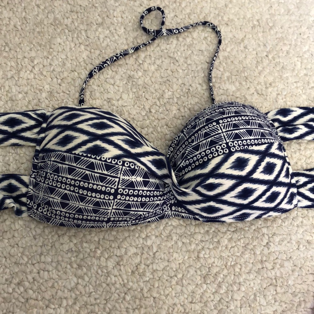 Blue & white bikini top